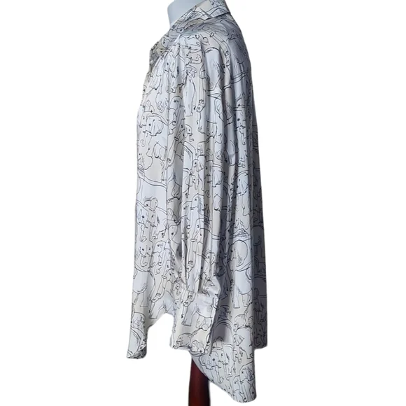 Zara Oversized Elephant Print Shirt Size M Satin Blouse White & Ivory BNWOT - Picture 5 of 8